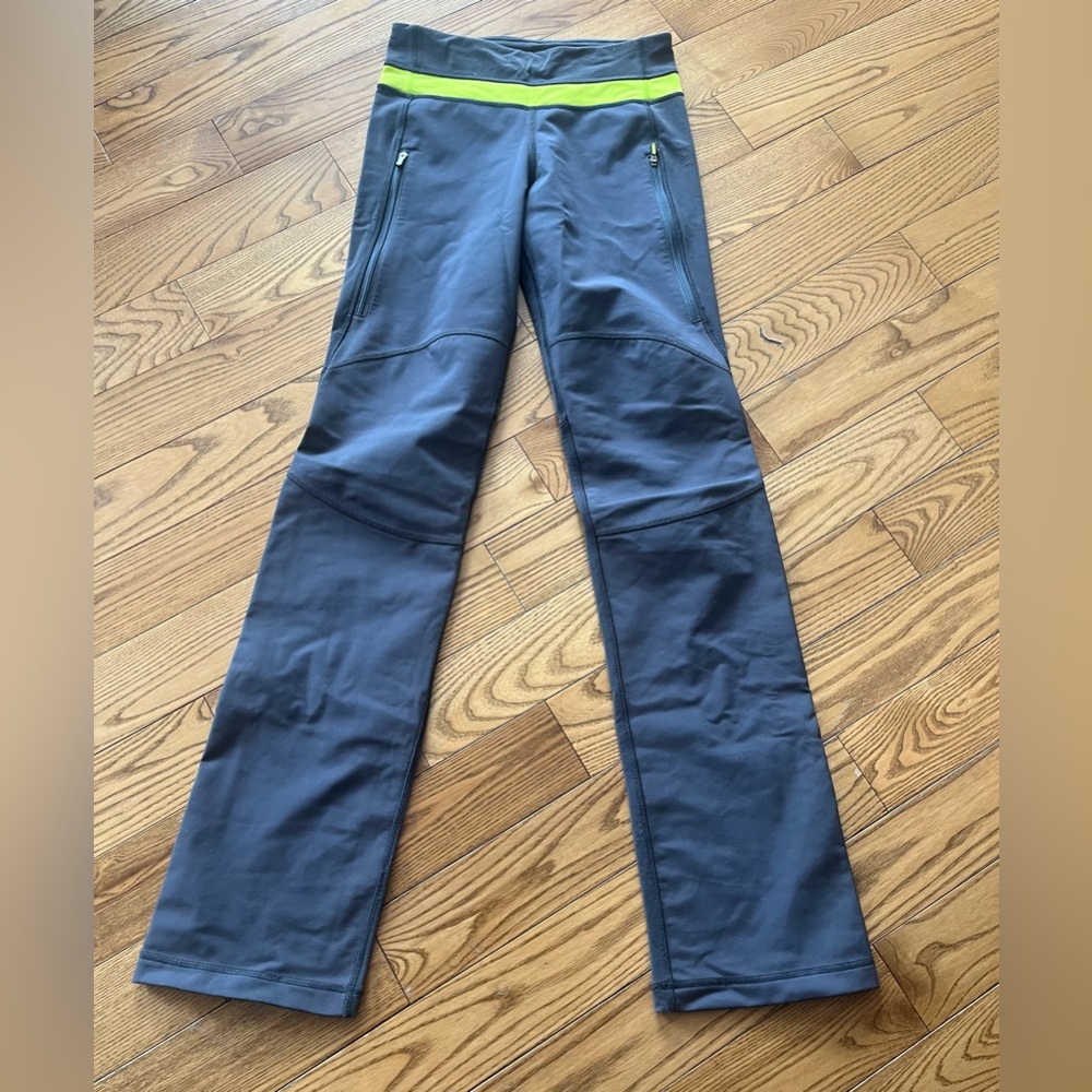 lululemon athletica Navy Blue Pants with Lime Waistband